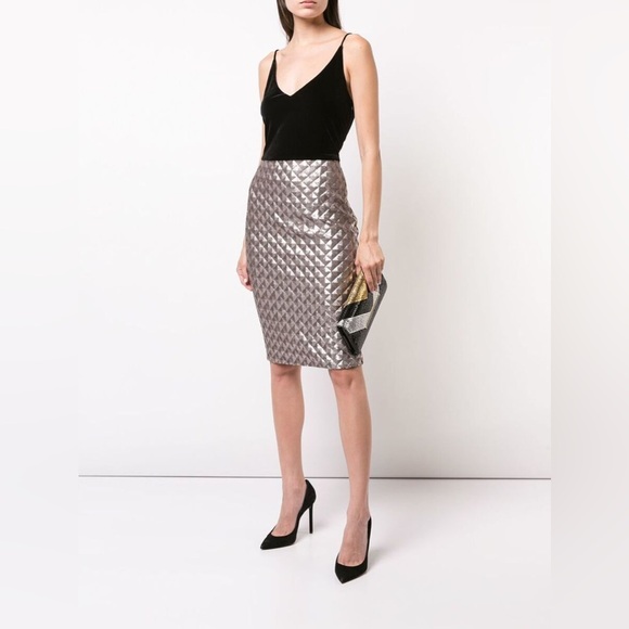 NWT Black Halo Womens Black Velvet Pewter Sequin Sheath Midi Dress Size 12 Love - Picture 1 of 15